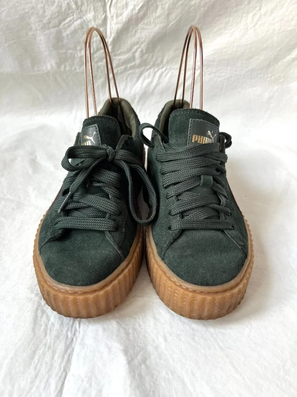 Puma x Fenty Rihanna suede creepers womens 8 dark green suede platform sneaker
